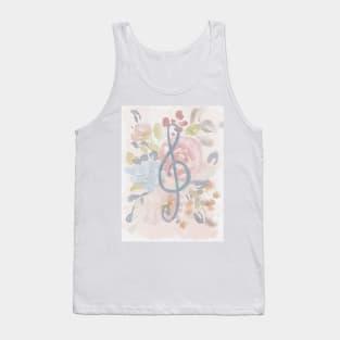 Treble clef floral watercolor aesthetic Tank Top